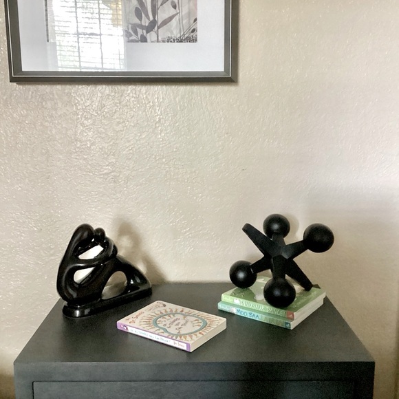 3D Jacks Sculpture Figurine Decor Black Abstract Six Sided Freestanding Design - Picture 4 of 12